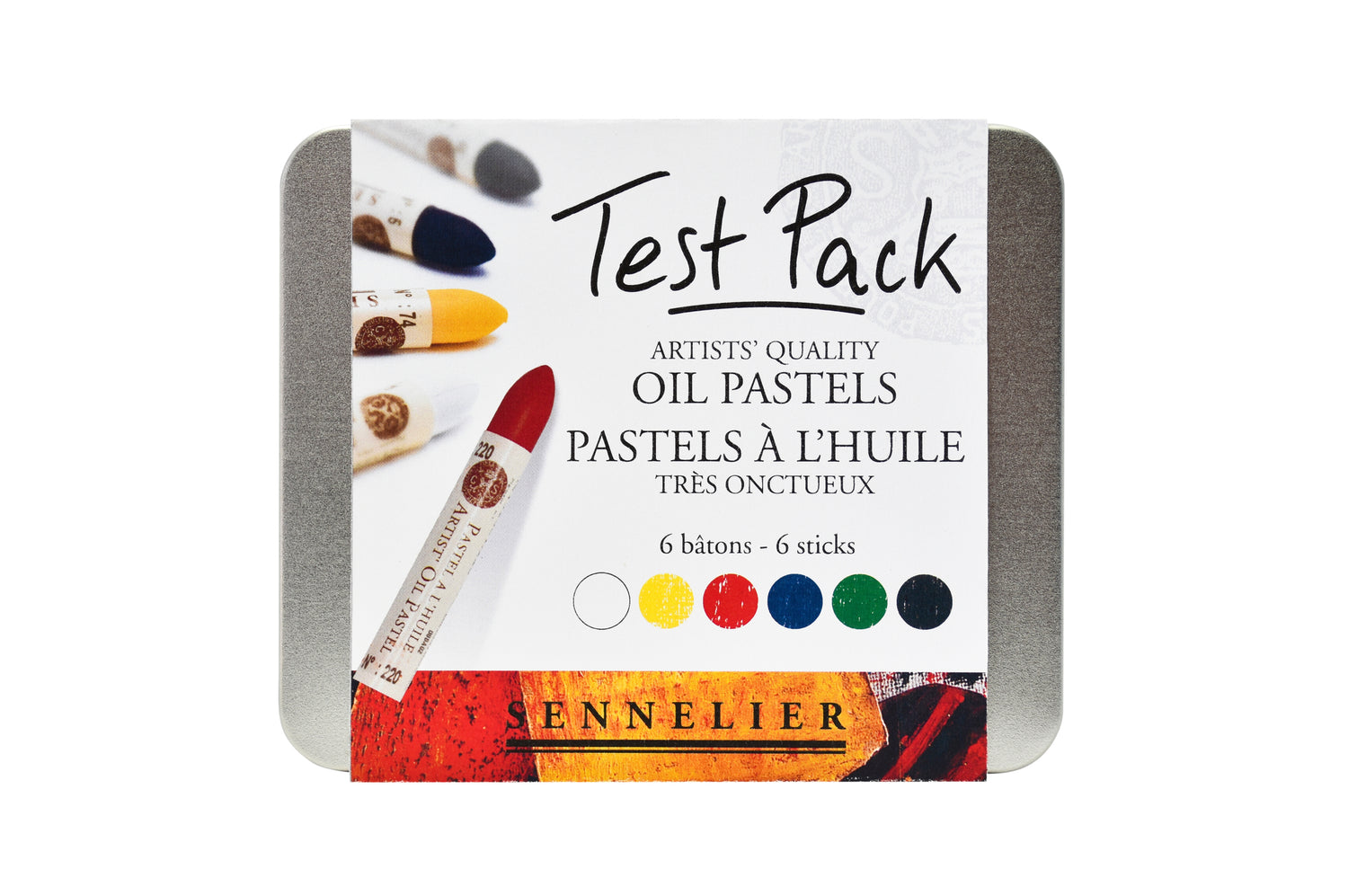 Test pack of 6 Sennelier artist quality oil pastels in various colours